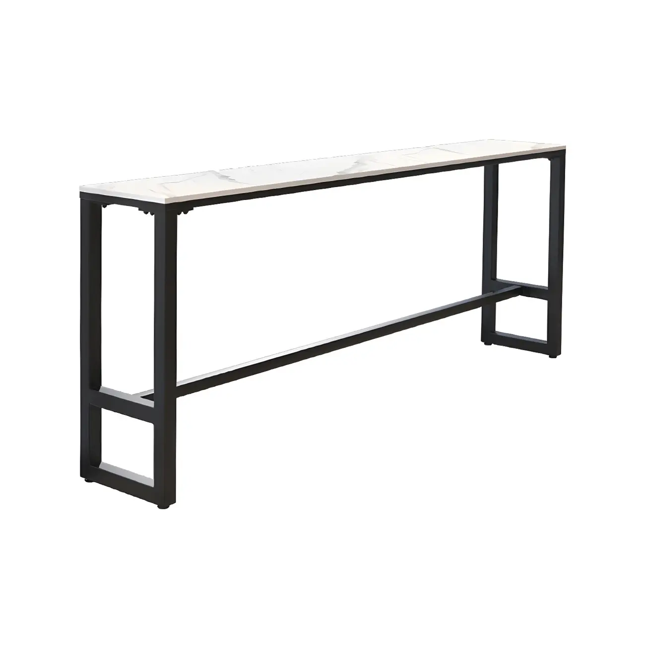 Rectangular White Marble Top Bar Tables with Iron Base Image - 5 | homeyfad