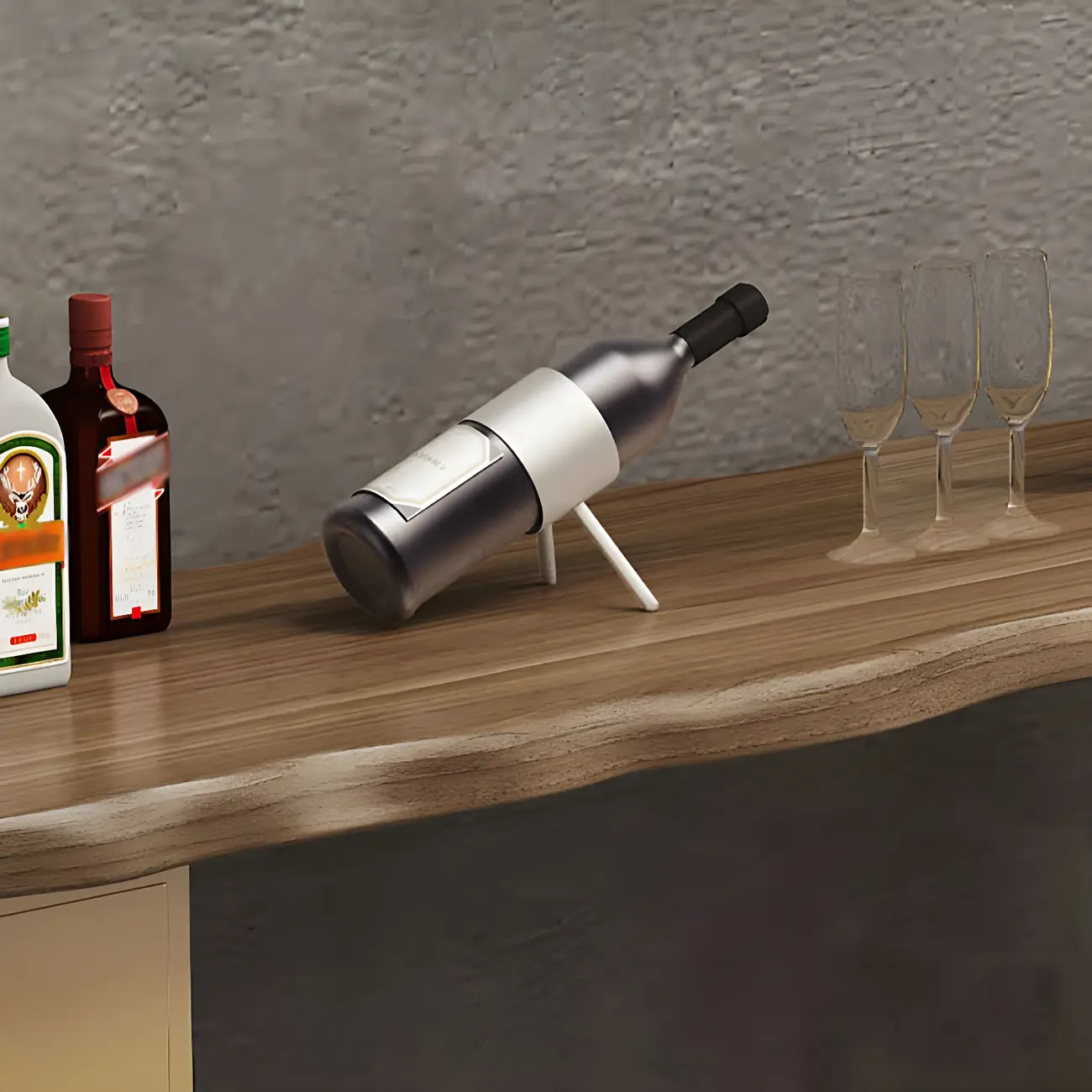 Modern Brown Gold Wooden Iron Storage Bar Tables Image - 6 | homeyfad