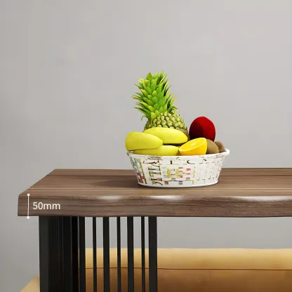 Modern Brown Gold Wooden Iron Storage Bar Tables Image - 7