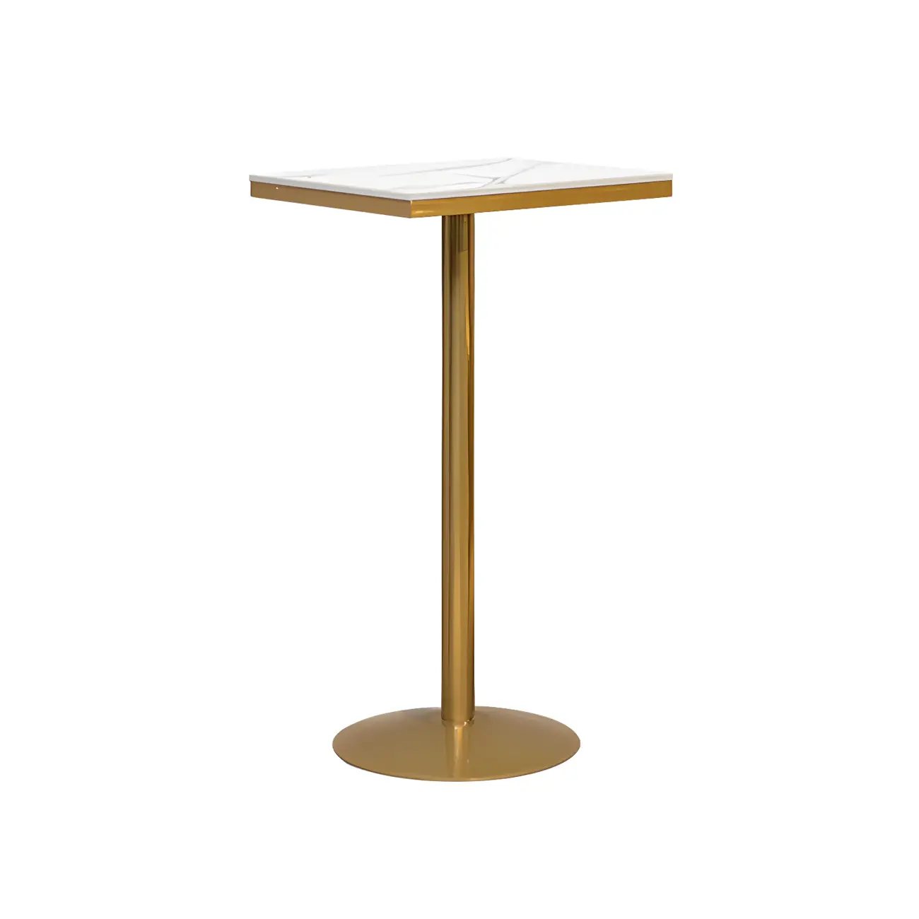 Glam Gold Faux Marble Pedestal Bar Tables for Bistro Image - 2 | homeyfad