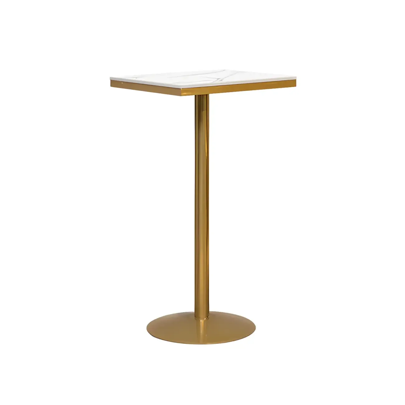 Glam Gold Faux Marble Pedestal Bar Tables for Bistro Image - 2