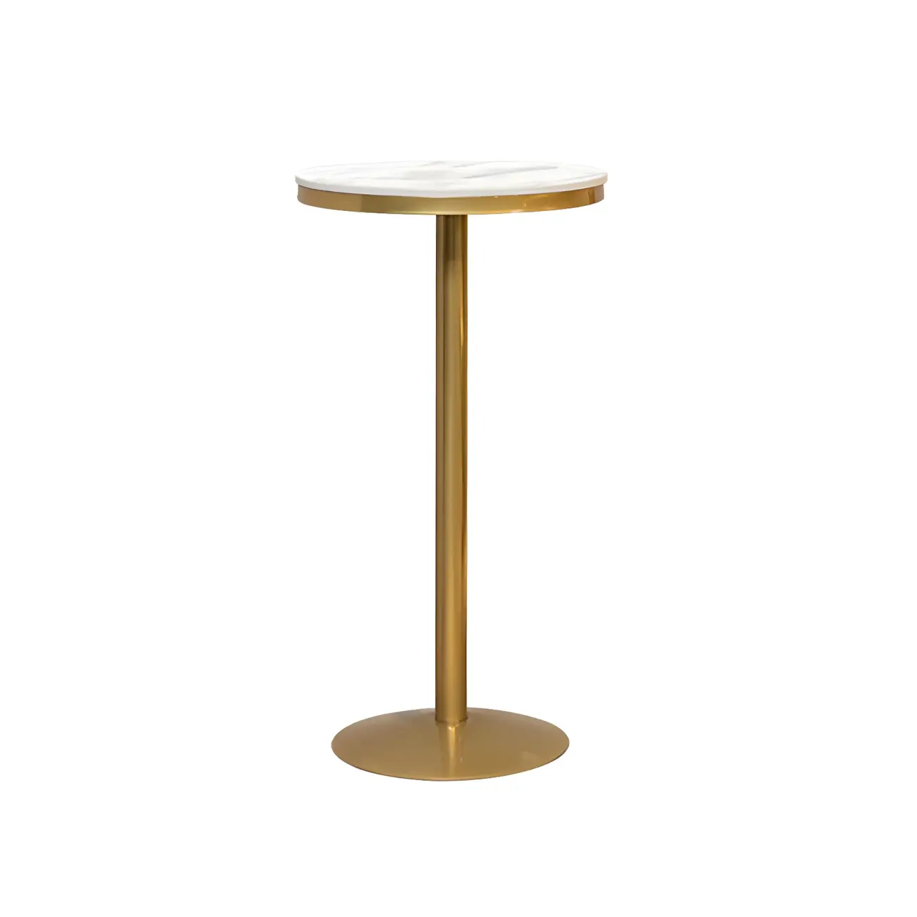 Glam Gold Faux Marble Pedestal Bar Tables for Bistro Image - 6 | homeyfad