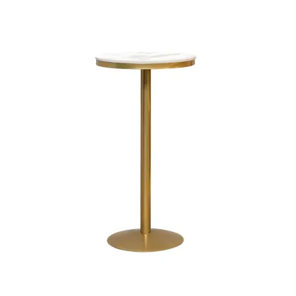 Glam Gold Faux Marble Pedestal Bar Tables for Bistro Image - 6