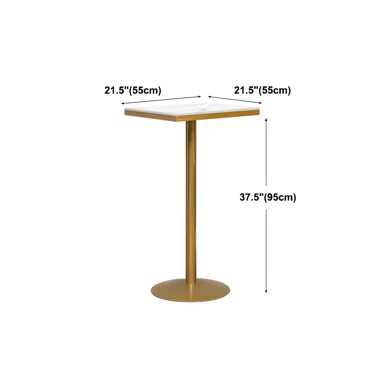 Glam Gold Faux Marble Pedestal Bar Tables for Bistro Image - 16