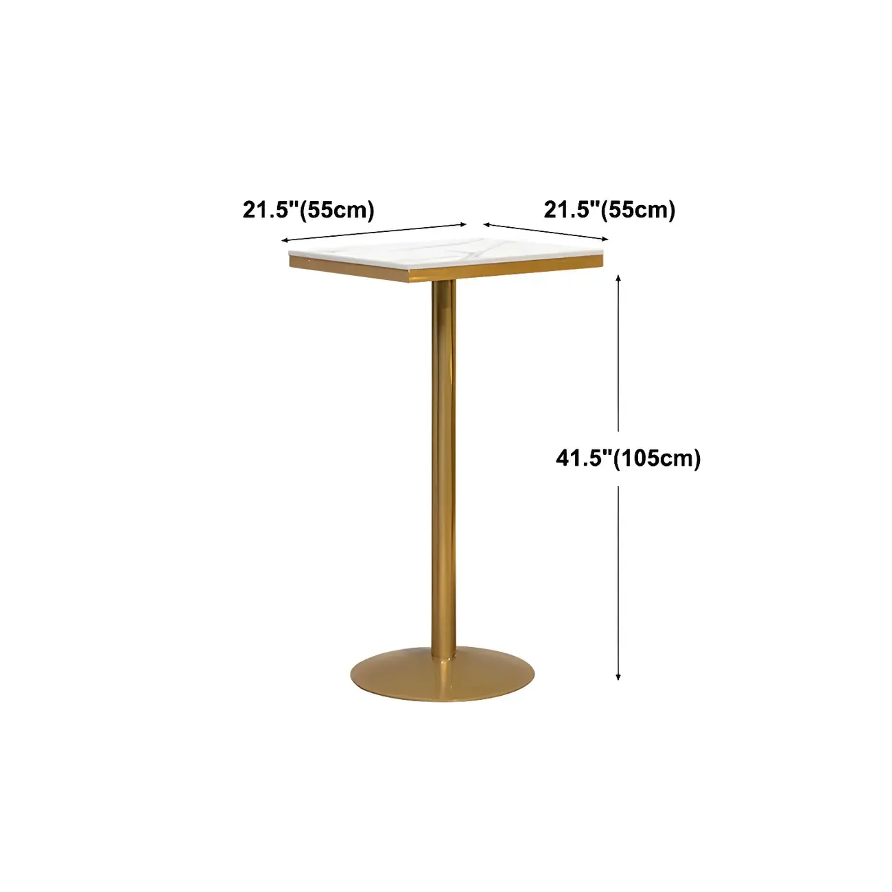 Glam Gold Faux Marble Pedestal Bar Tables for Bistro Image - 17