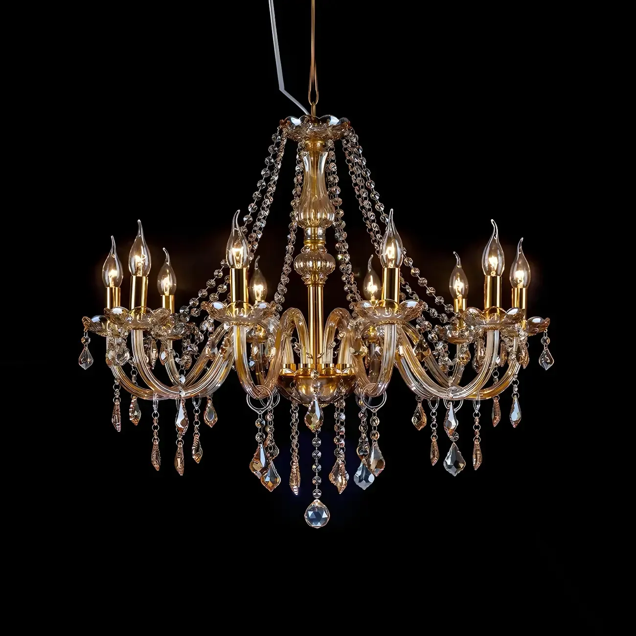 Mid-Century Large Candelabra Crystal Chandelier in 1/2 Tier Image - 4