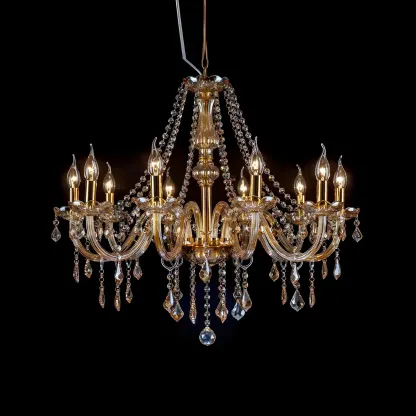 Mid-Century Large Candelabra Crystal Chandelier in 1/2 Tier Image - 4