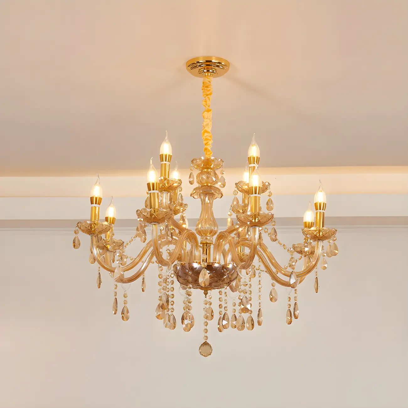 Mid-Century Large Candelabra Crystal Chandelier in 1/2 Tier Image - 6 | homeyfad