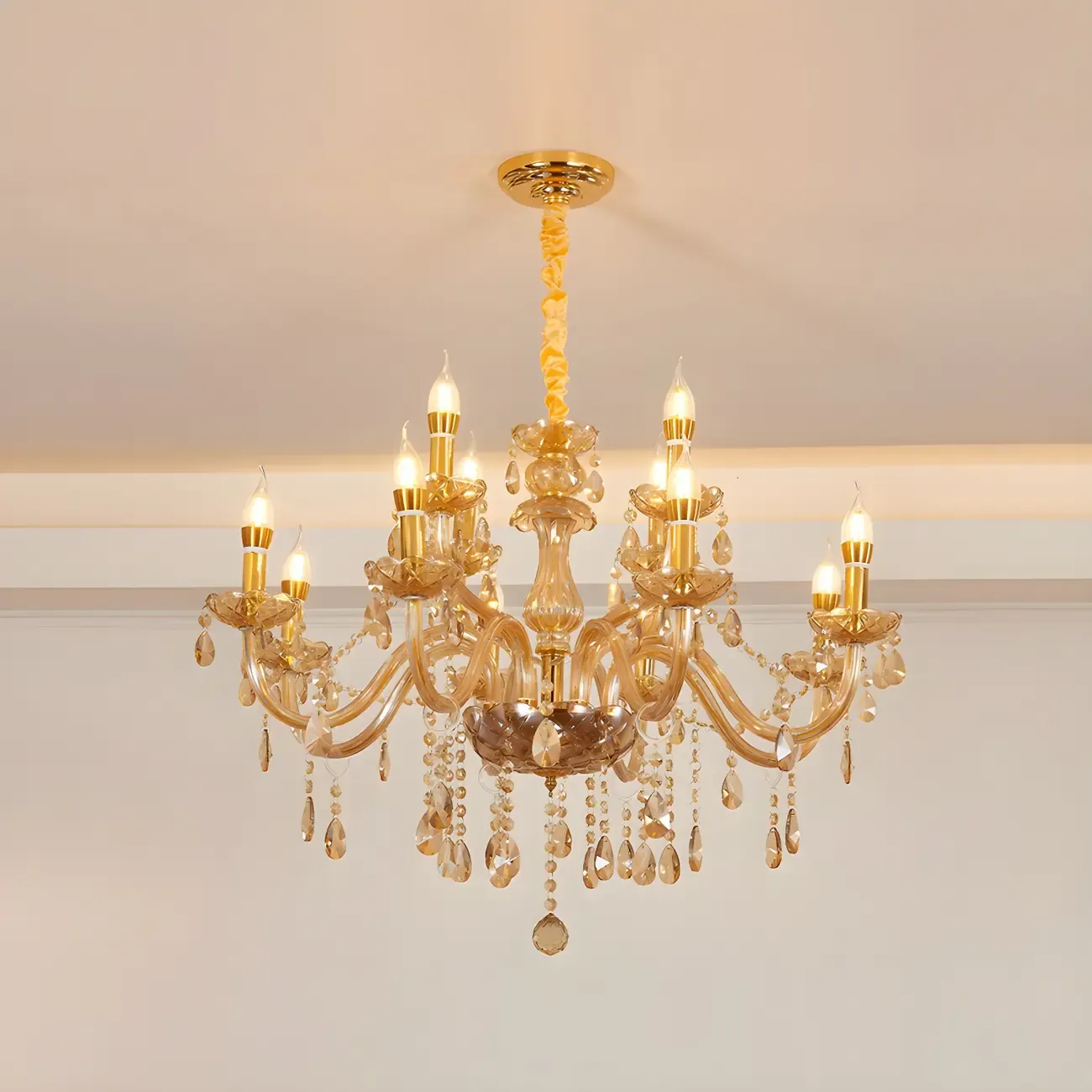 Mid-Century Large Candelabra Crystal Chandelier in 1/2 Tier Image - 6