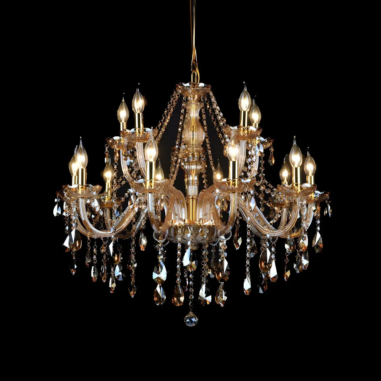 Mid-Century Large Candelabra Crystal Chandelier in 1/2 Tier Image - 8