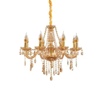 Mid-Century Large Candelabra Crystal Chandelier in 1/2 Tier Image - 9
