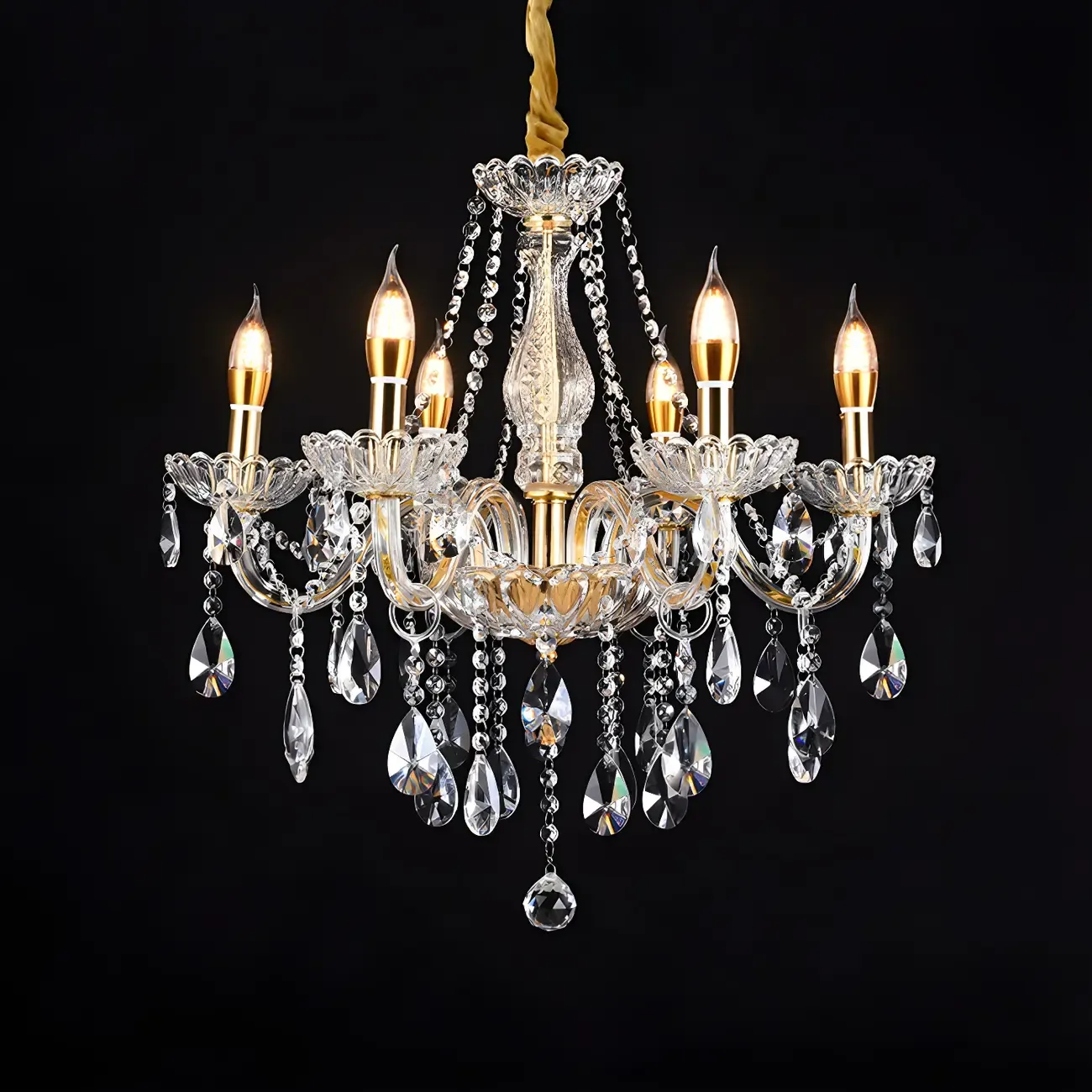 Mid-Century Large Candelabra Crystal Chandelier in 1/2 Tier Image - 10
