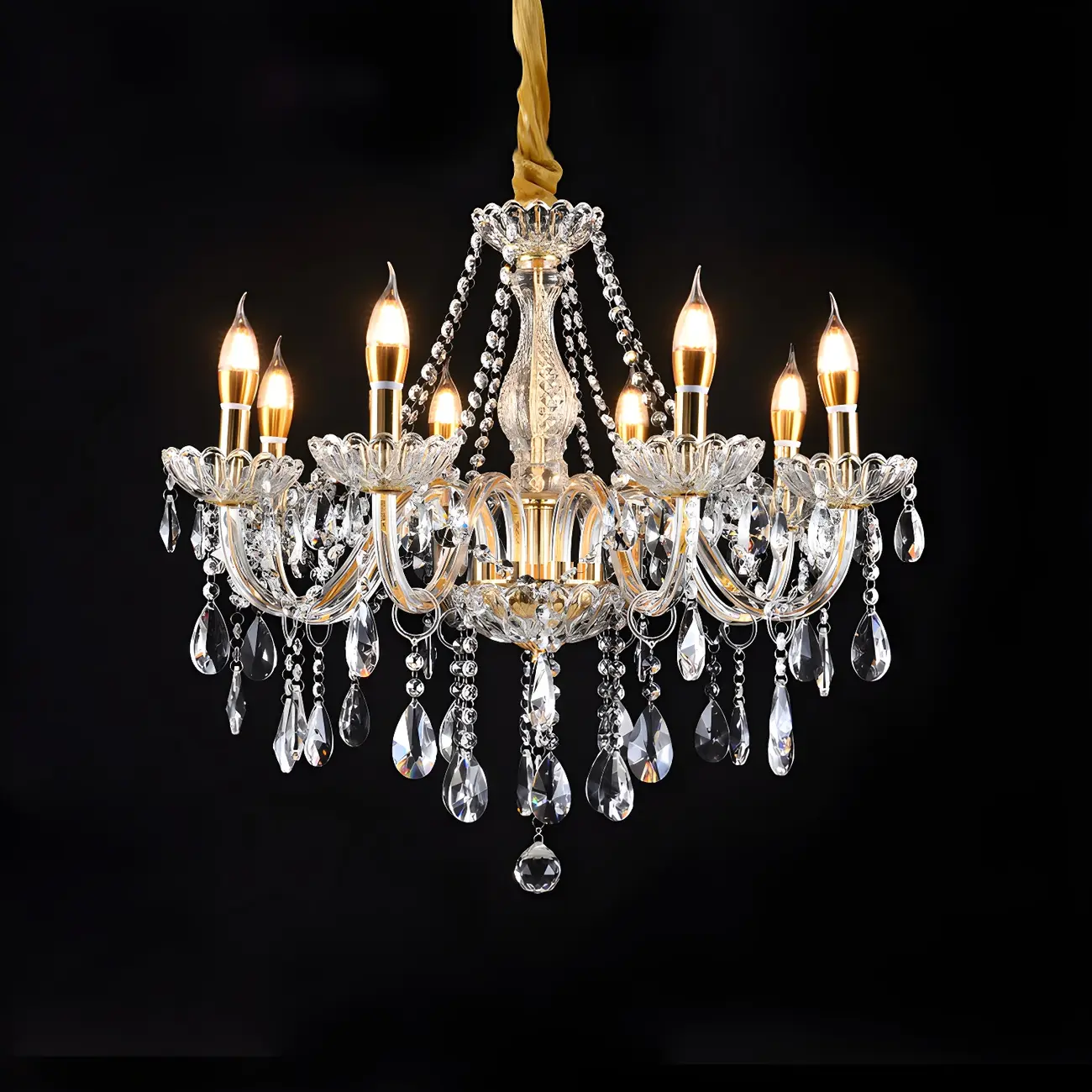 Mid-Century Large Candelabra Crystal Chandelier in 1/2 Tier Image - 12 | homeyfad