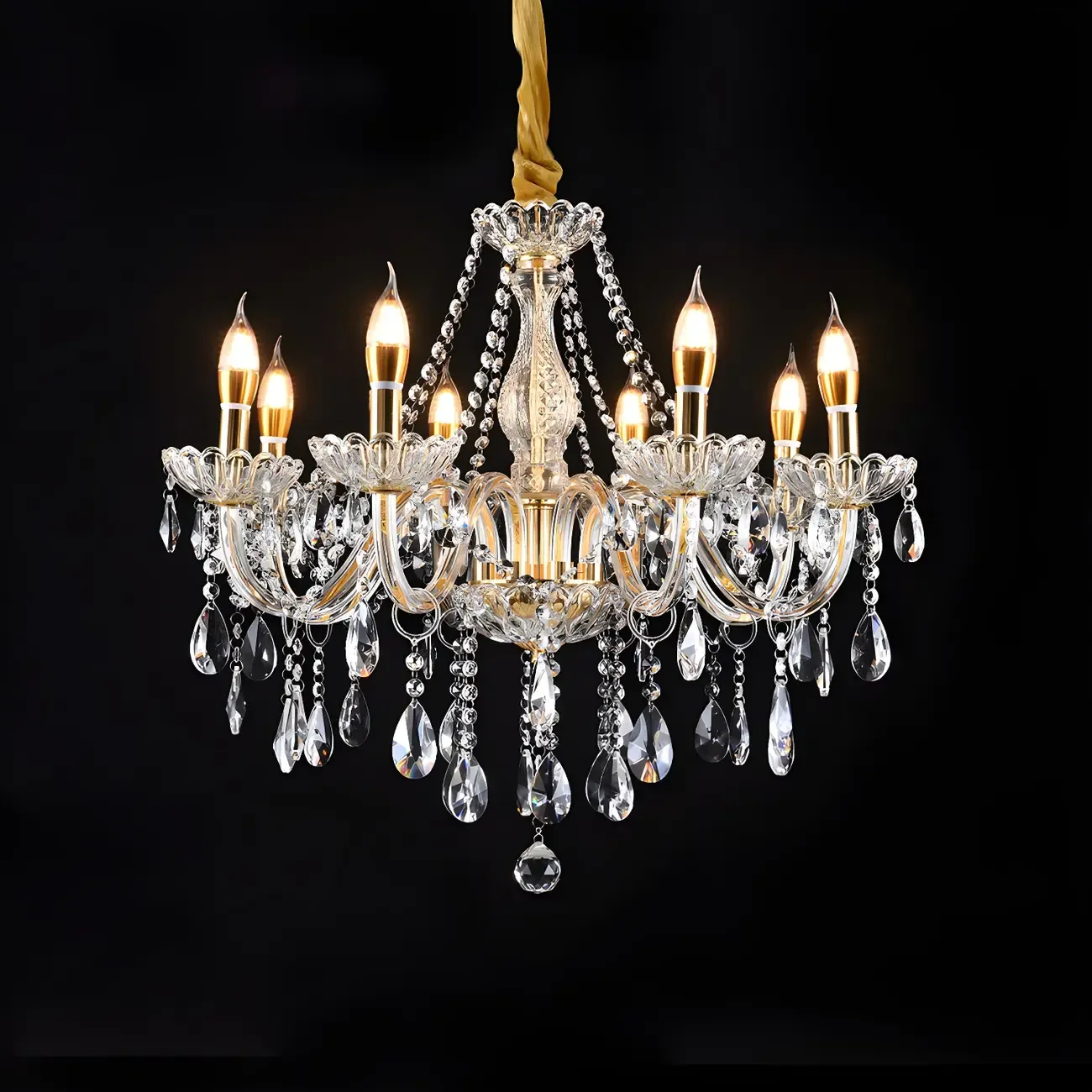 Mid-Century Large Candelabra Crystal Chandelier in 1/2 Tier Image - 12