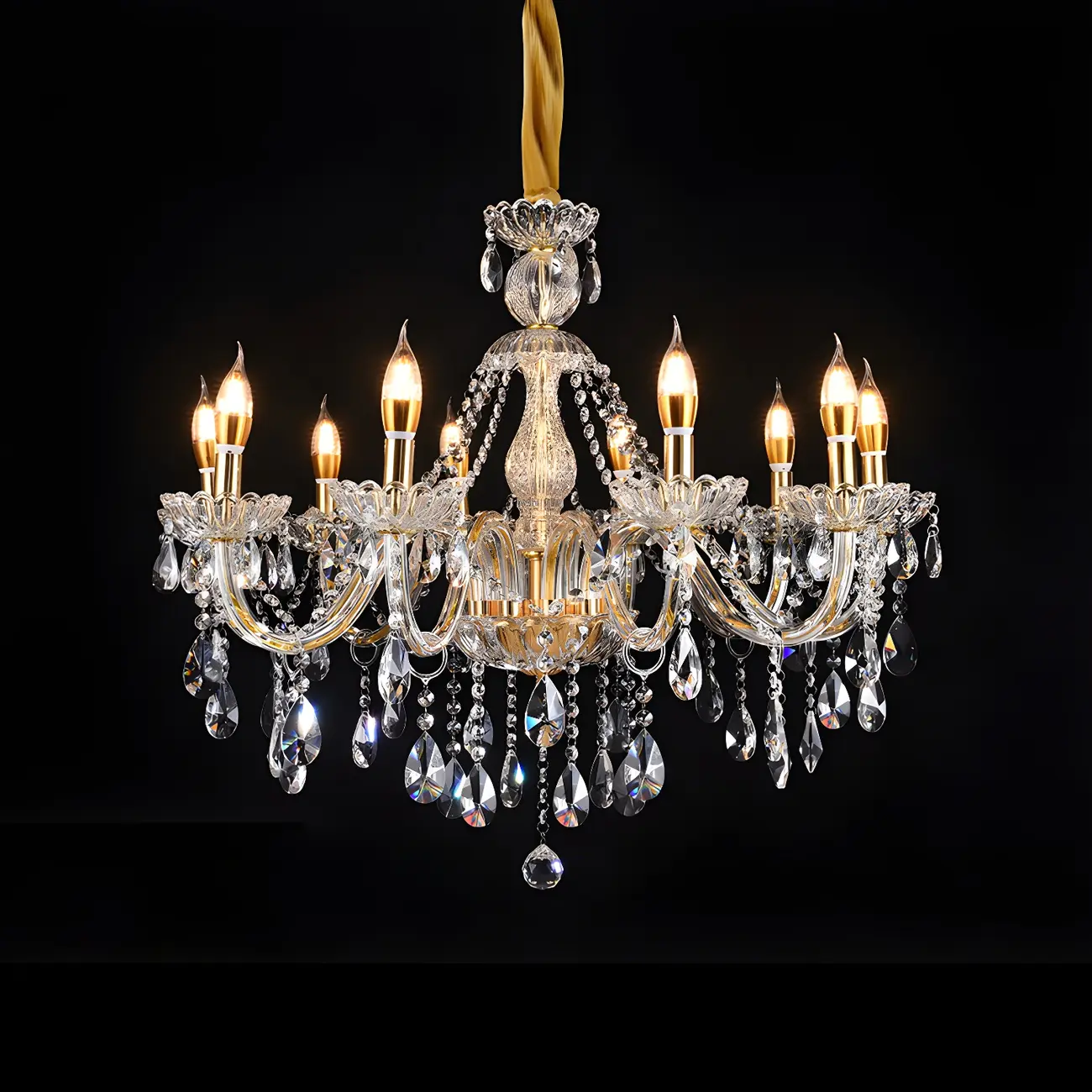 Mid-Century Large Candelabra Crystal Chandelier in 1/2 Tier Image - 13 | homeyfad