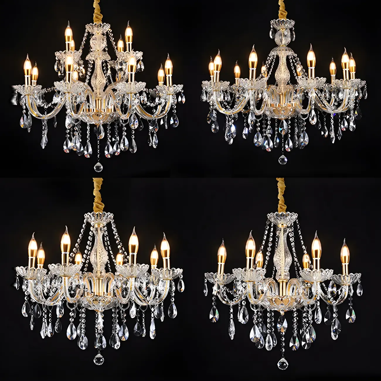 Mid-Century Large Candelabra Crystal Chandelier in 1/2 Tier Image - 14