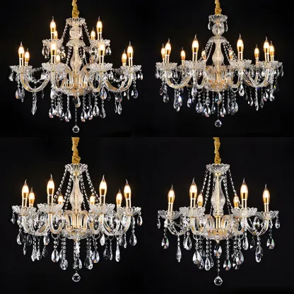 Mid-Century Large Candelabra Crystal Chandelier in 1/2 Tier Image - 14
