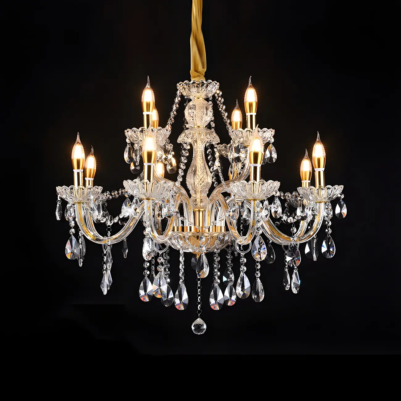 Mid-Century Large Candelabra Crystal Chandelier in 1/2 Tier Image - 15 | homeyfad