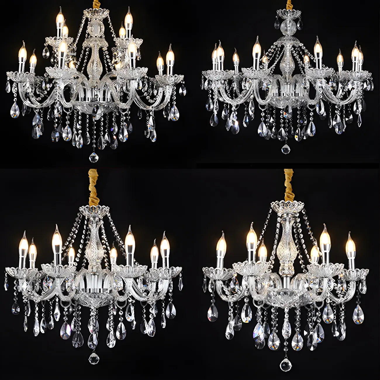Mid-Century Large Candelabra Crystal Chandelier in 1/2 Tier Image - 16 | homeyfad
