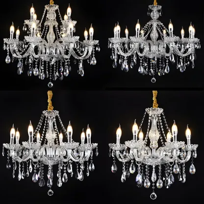 Mid-Century Large Candelabra Crystal Chandelier in 1/2 Tier Image - 16