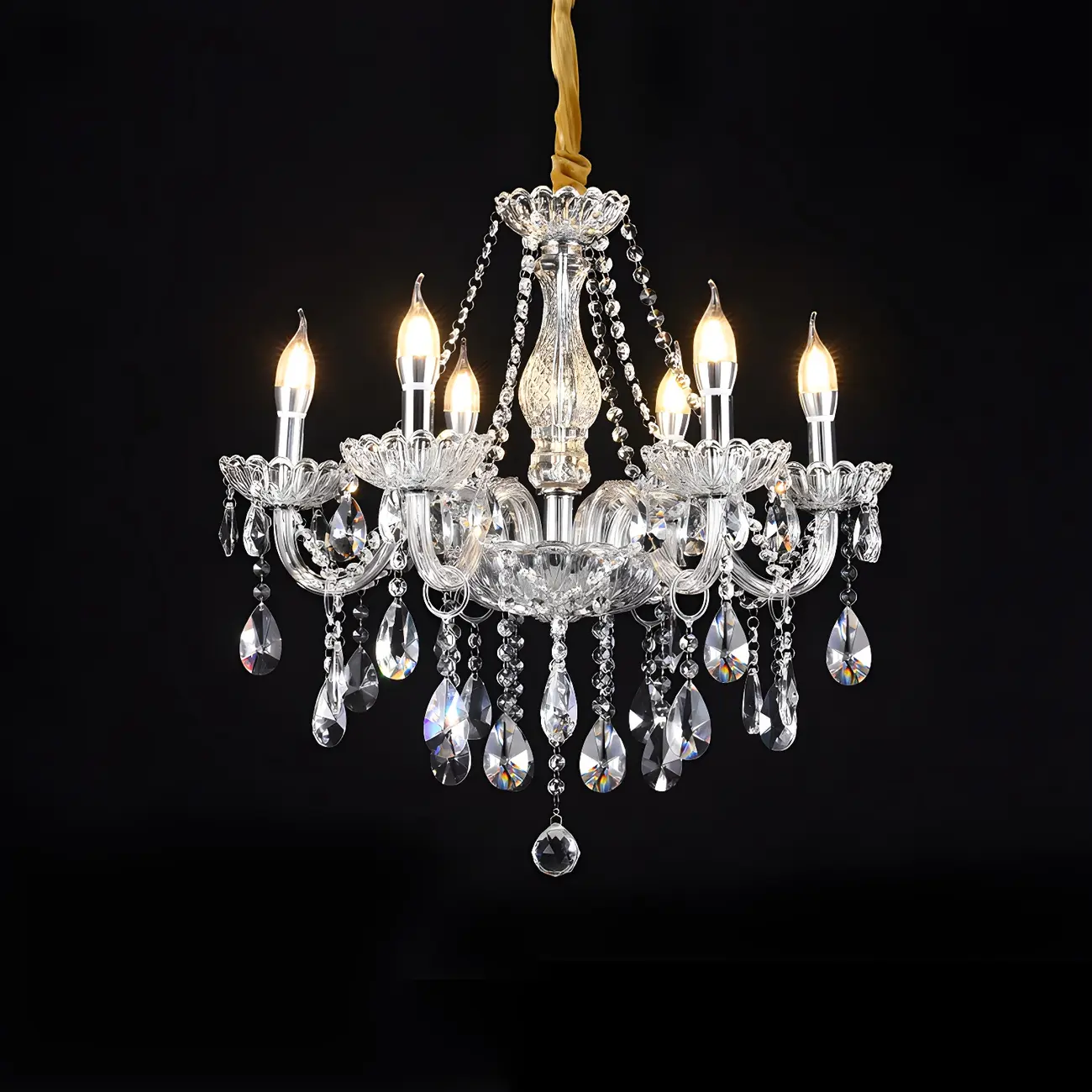 Mid-Century Large Candelabra Crystal Chandelier in 1/2 Tier Image - 19 | homeyfad