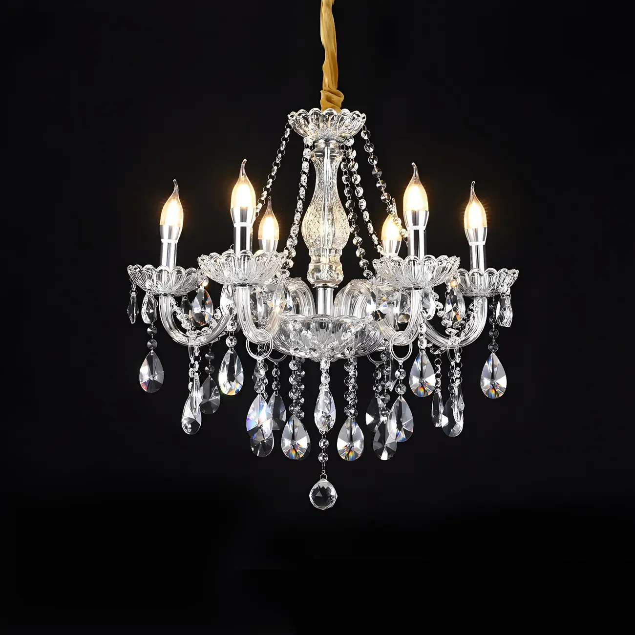 Mid-Century Large Candelabra Crystal Chandelier in 1/2 Tier Image - 19