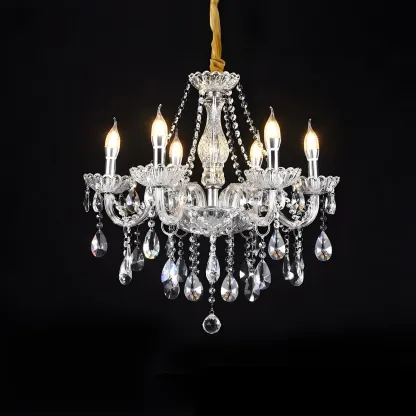 Mid-Century Large Candelabra Crystal Chandelier in 1/2 Tier Image - 19