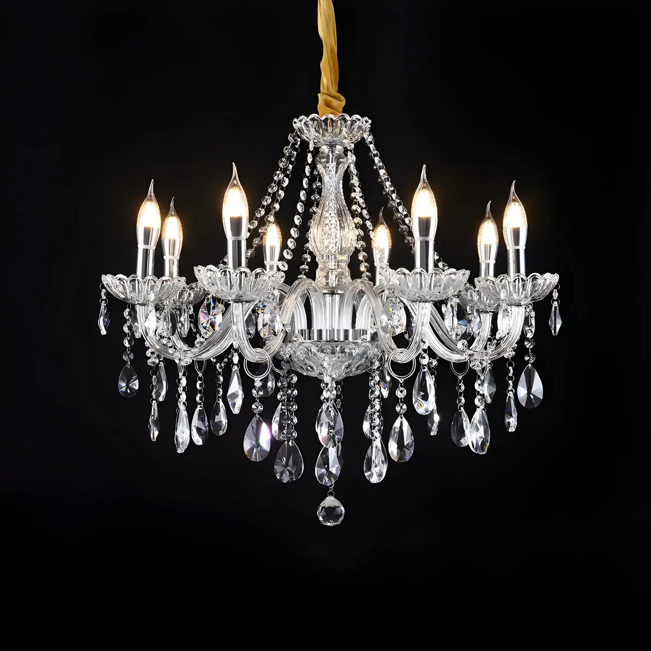 Mid-Century Large Candelabra Crystal Chandelier in 1/2 Tier Image - 22