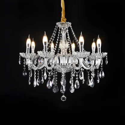 Mid-Century Large Candelabra Crystal Chandelier in 1/2 Tier Image - 22