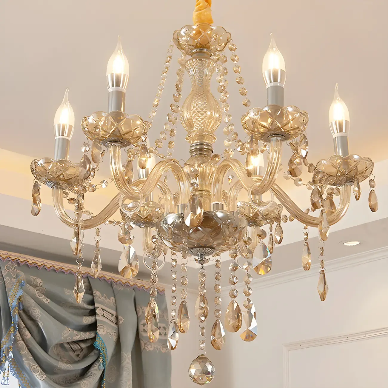 Mid-Century Large Candelabra Crystal Chandelier in 1/2 Tier Image - 23
