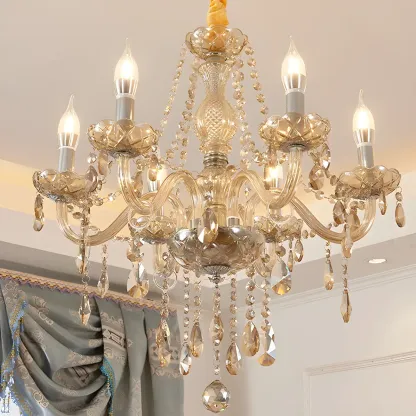 Mid-Century Large Candelabra Crystal Chandelier in 1/2 Tier Image - 23