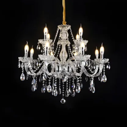 Mid-Century Large Candelabra Crystal Chandelier in 1/2 Tier Image - 26