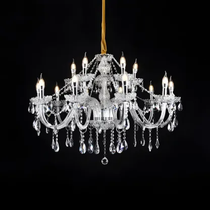 Mid-Century Large Candelabra Crystal Chandelier in 1/2 Tier Image - 27