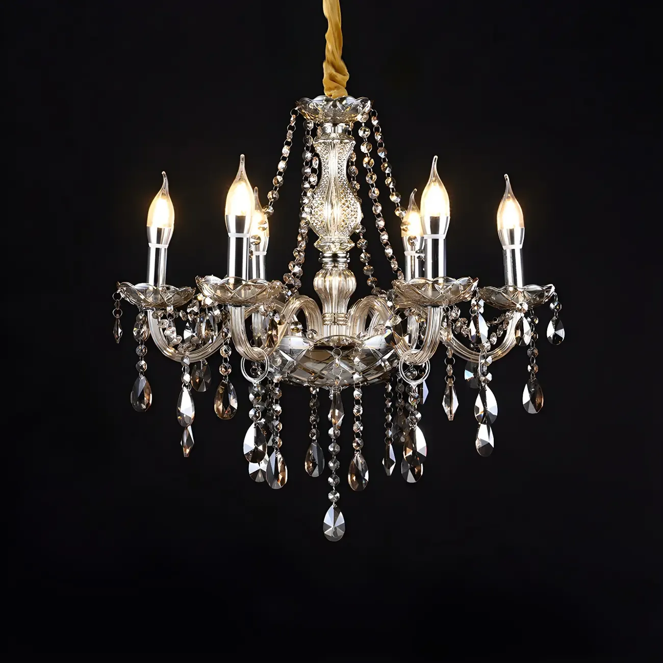 Mid-Century Large Candelabra Crystal Chandelier in 1/2 Tier Image - 29