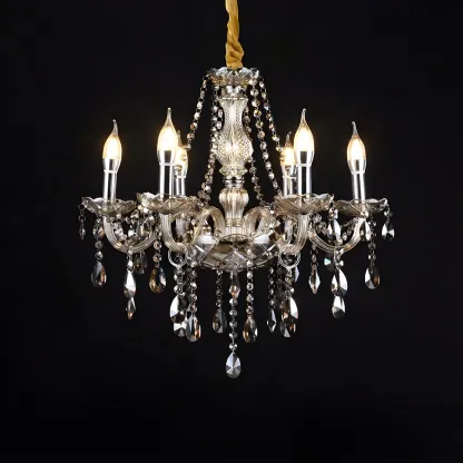 Mid-Century Large Candelabra Crystal Chandelier in 1/2 Tier Image - 29
