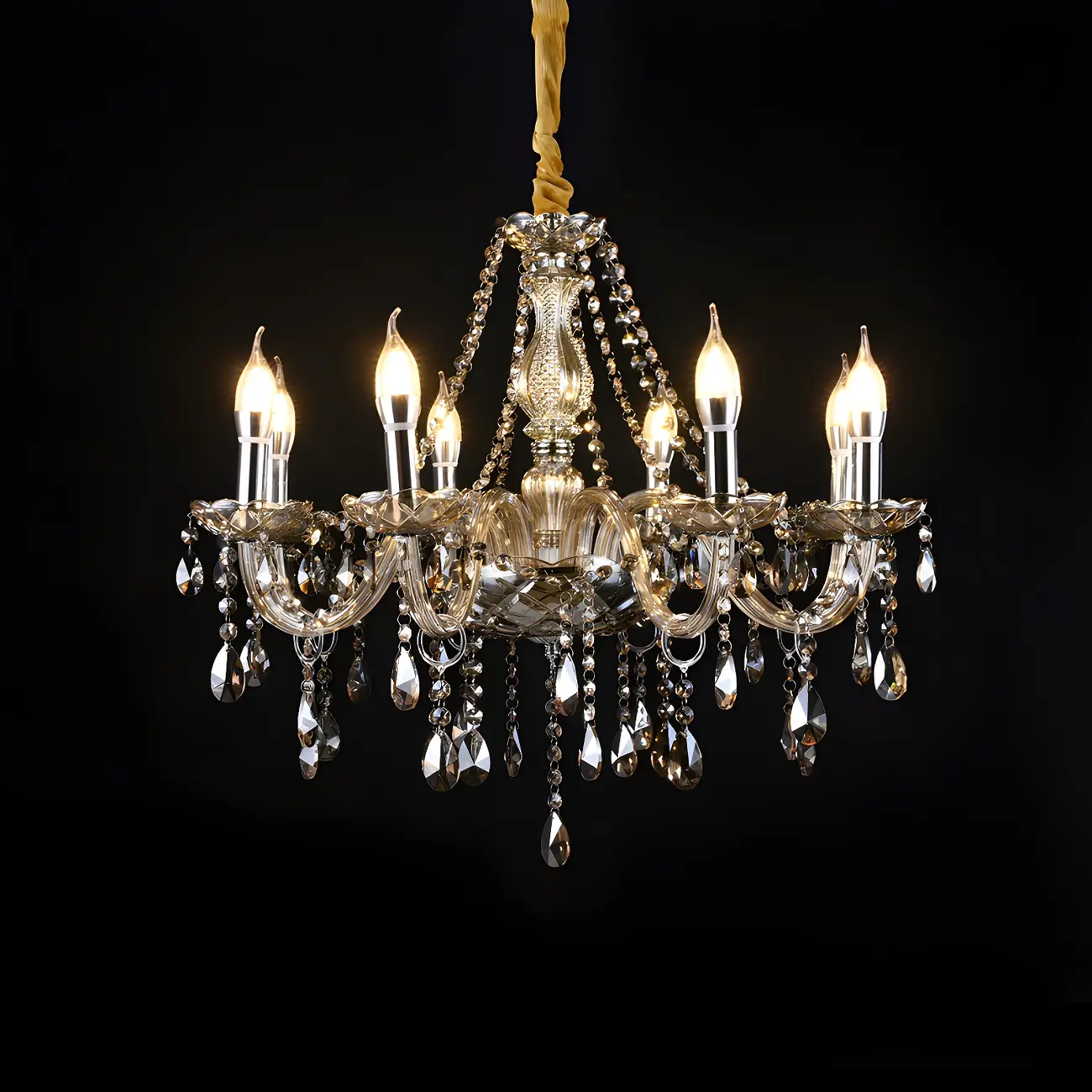 Mid-Century Large Candelabra Crystal Chandelier in 1/2 Tier Image - 31 | homeyfad