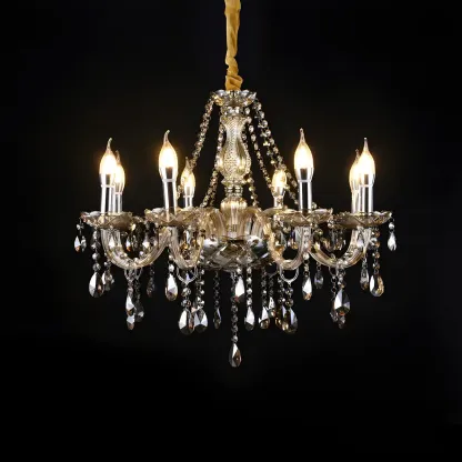 Mid-Century Large Candelabra Crystal Chandelier in 1/2 Tier Image - 31