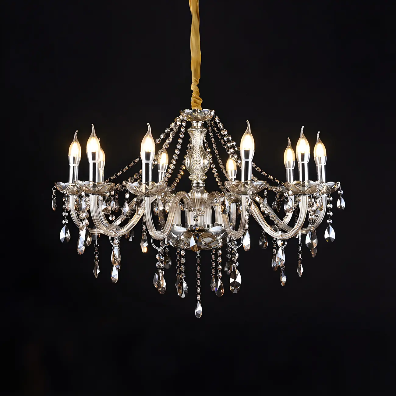 Mid-Century Large Candelabra Crystal Chandelier in 1/2 Tier Image - 32 | homeyfad