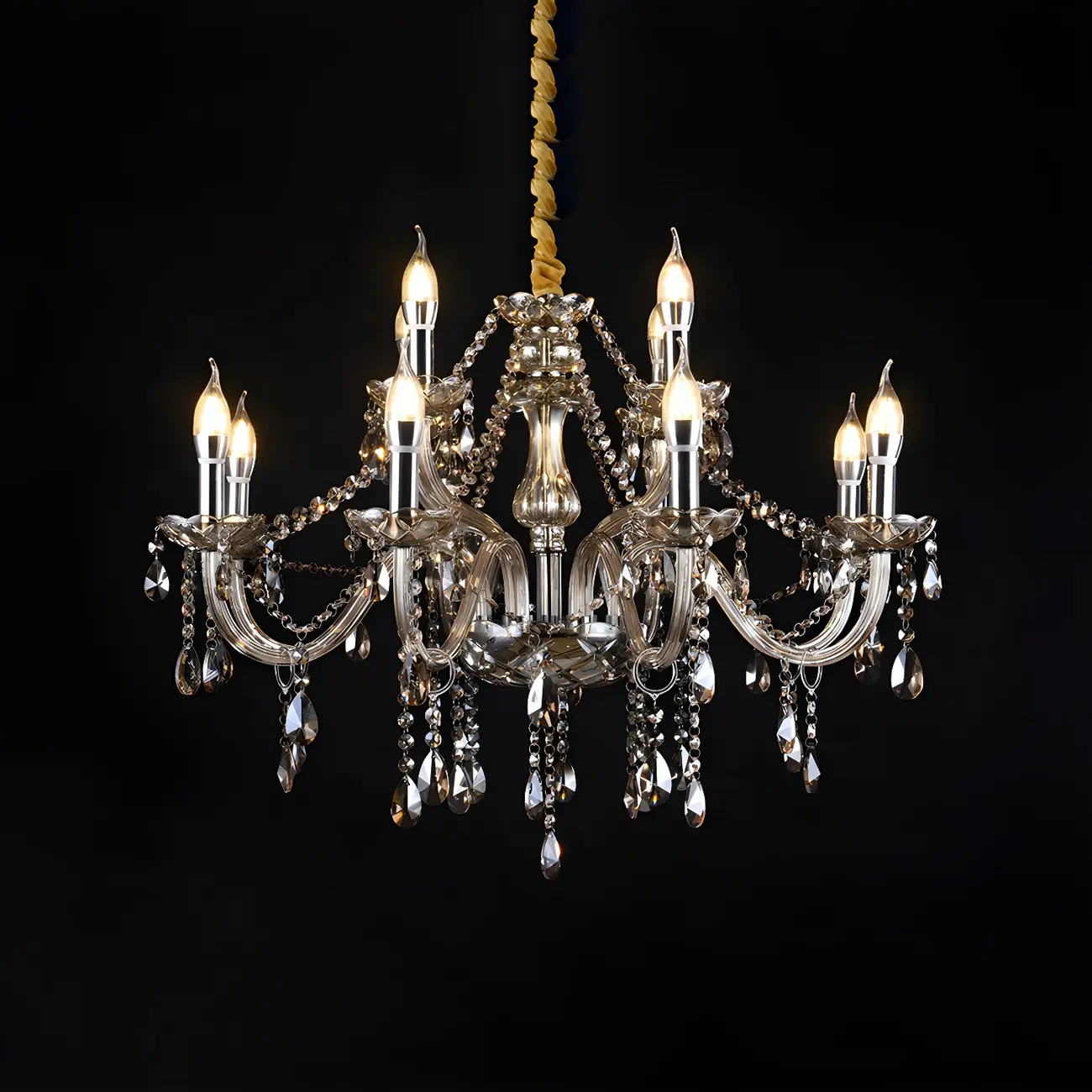 Mid-Century Large Candelabra Crystal Chandelier in 1/2 Tier Image - 33 | homeyfad