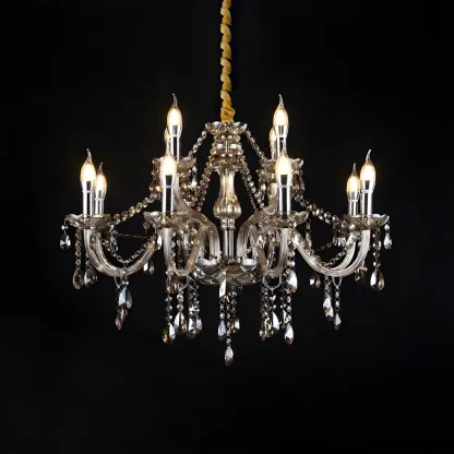 Mid-Century Large Candelabra Crystal Chandelier in 1/2 Tier Image - 33