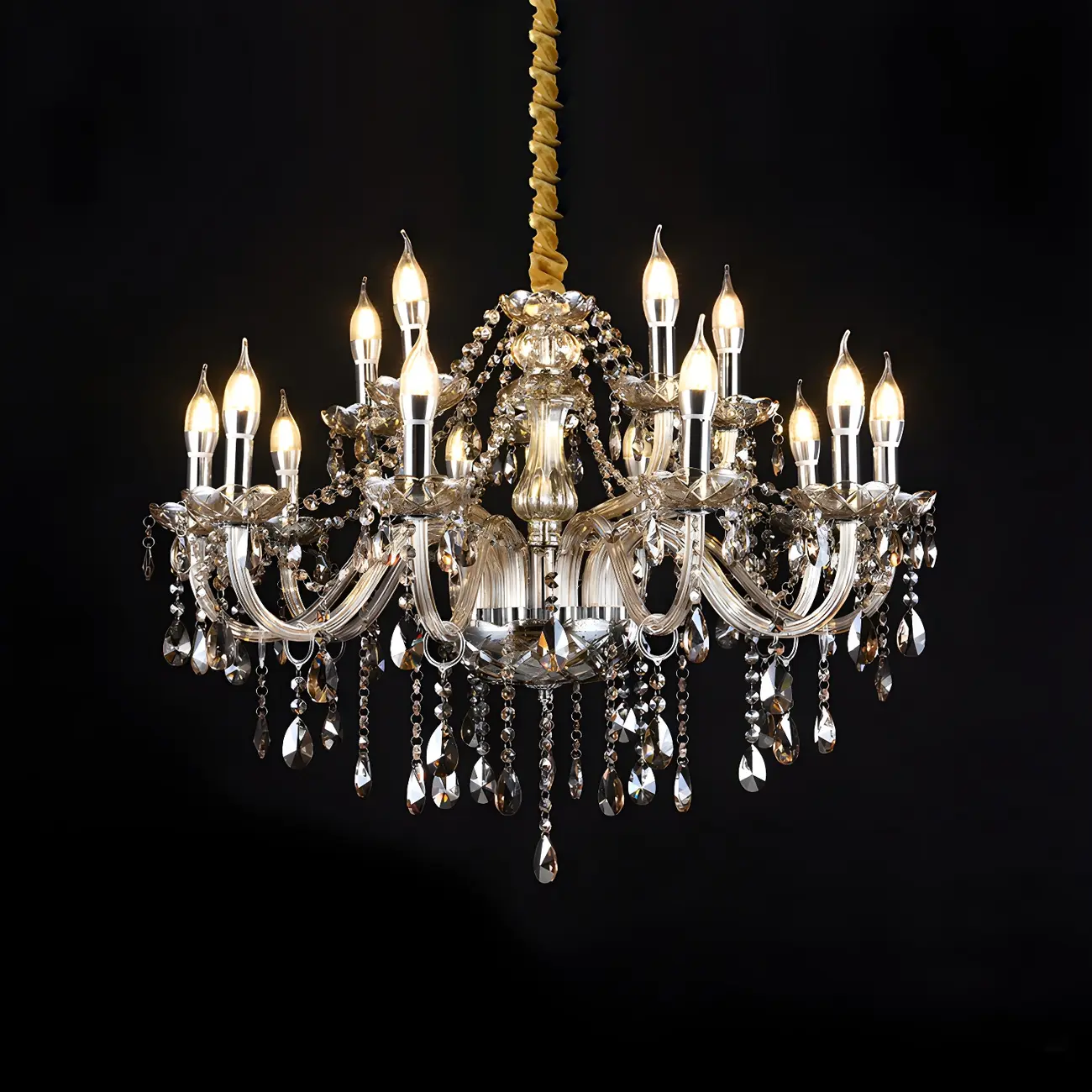 Mid-Century Large Candelabra Crystal Chandelier in 1/2 Tier Image - 34 | homeyfad