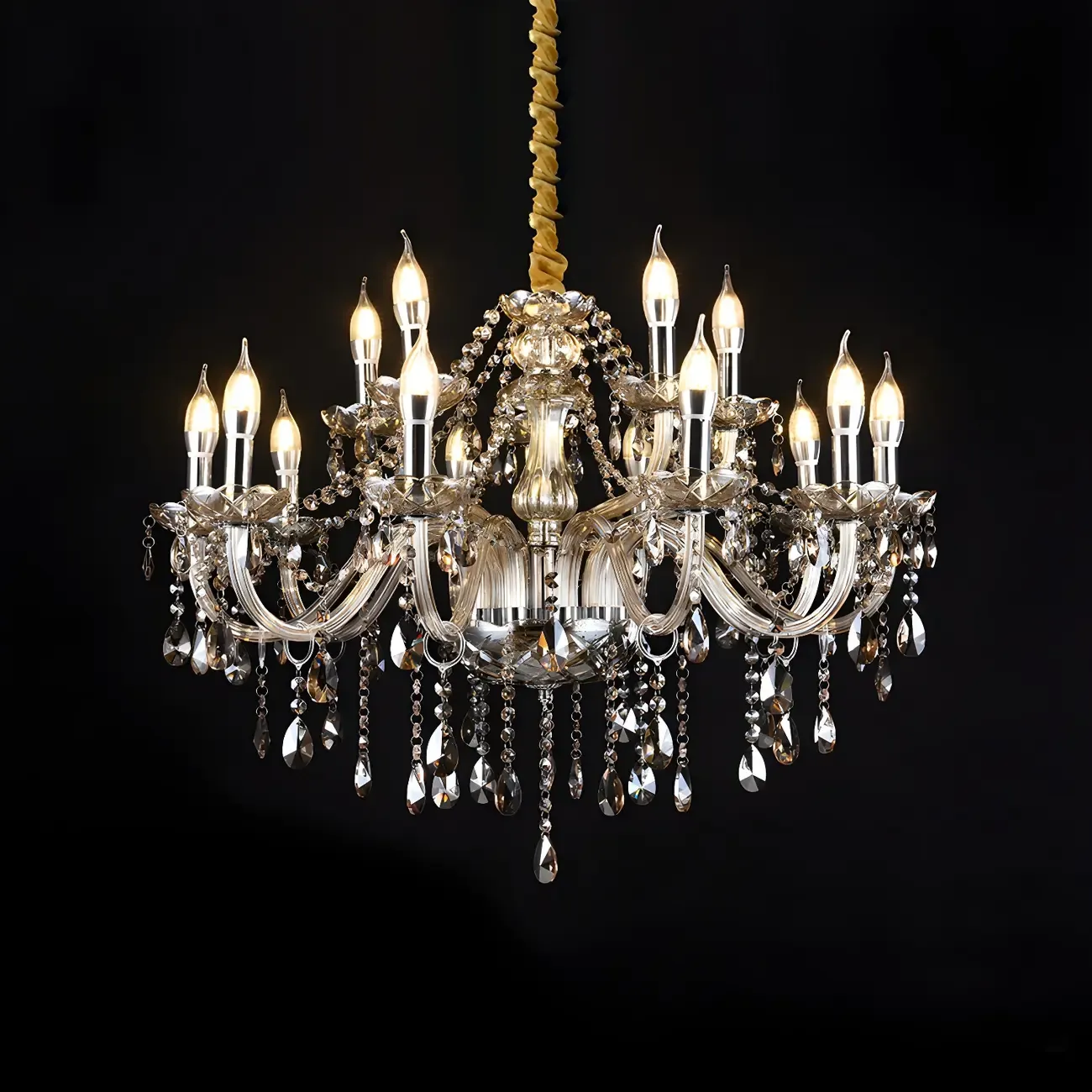 Mid-Century Large Candelabra Crystal Chandelier in 1/2 Tier Image - 34