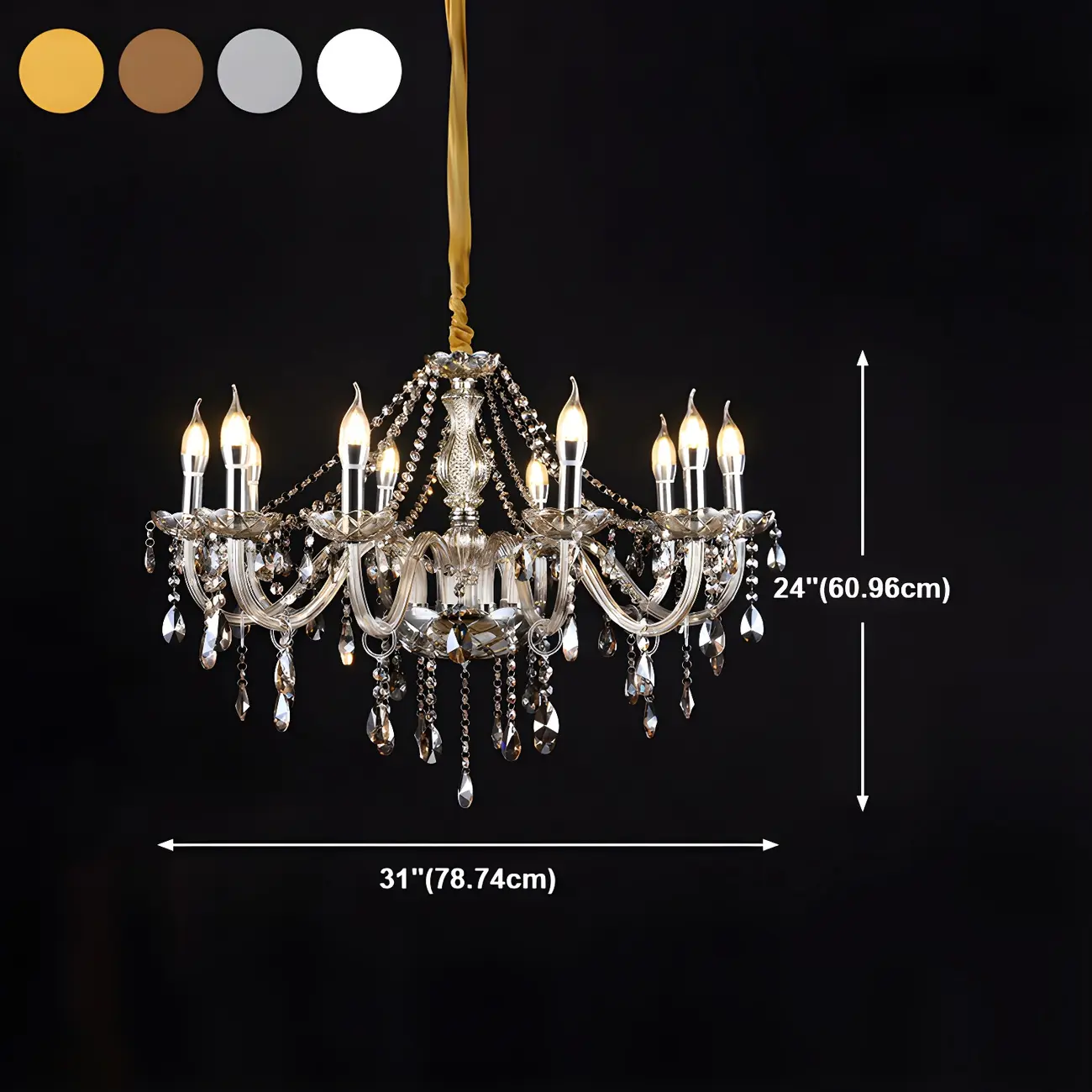 Mid-Century Large Candelabra Crystal Chandelier in 1/2 Tier Image - 37 | homeyfad