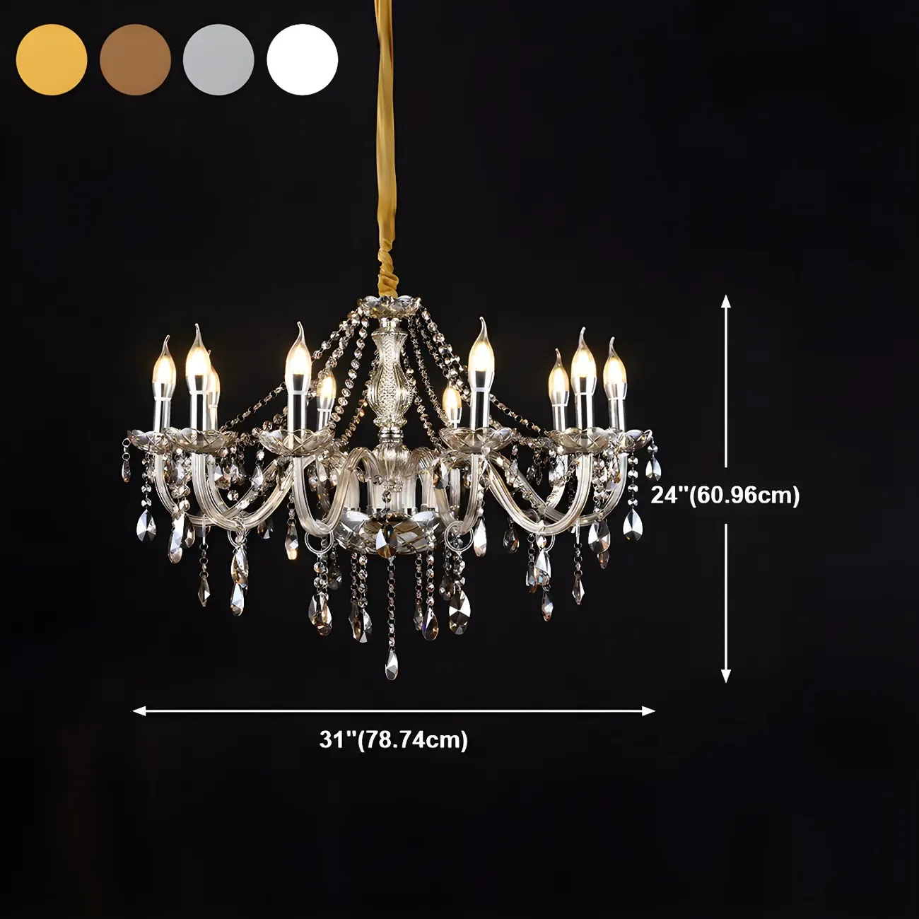Mid-Century Large Candelabra Crystal Chandelier in 1/2 Tier Image - 37