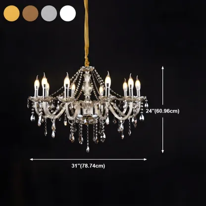 Mid-Century Large Candelabra Crystal Chandelier in 1/2 Tier Image - 37