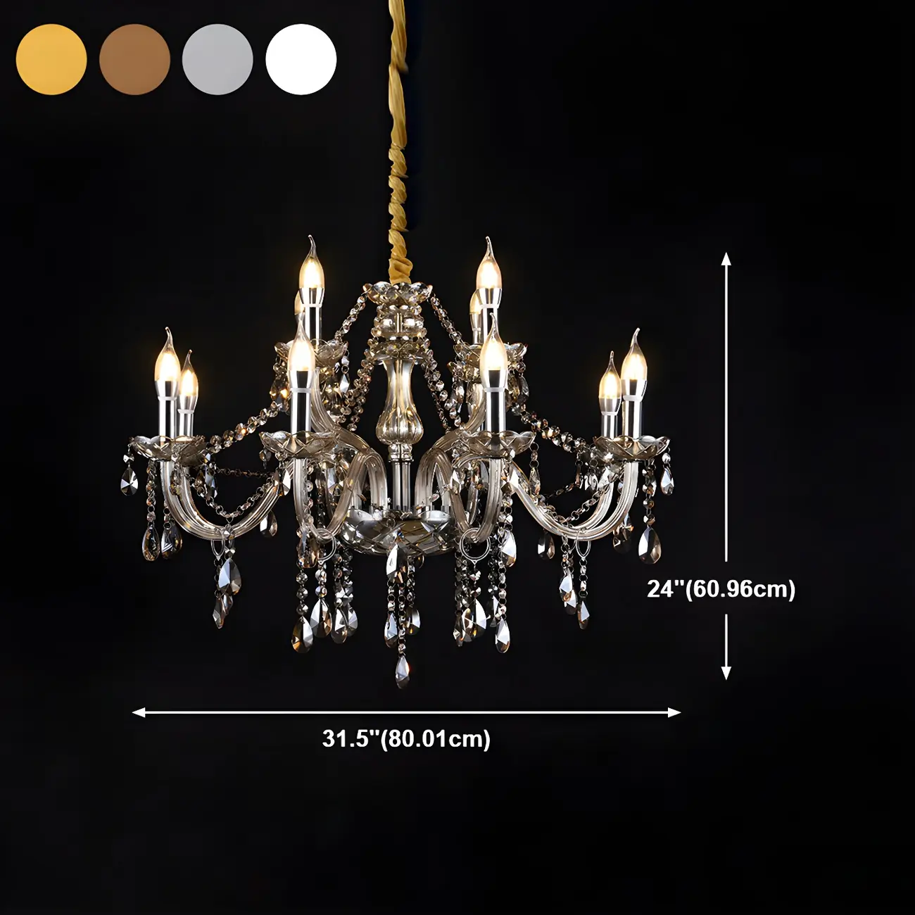 Mid-Century Large Candelabra Crystal Chandelier in 1/2 Tier Image - 38 | homeyfad