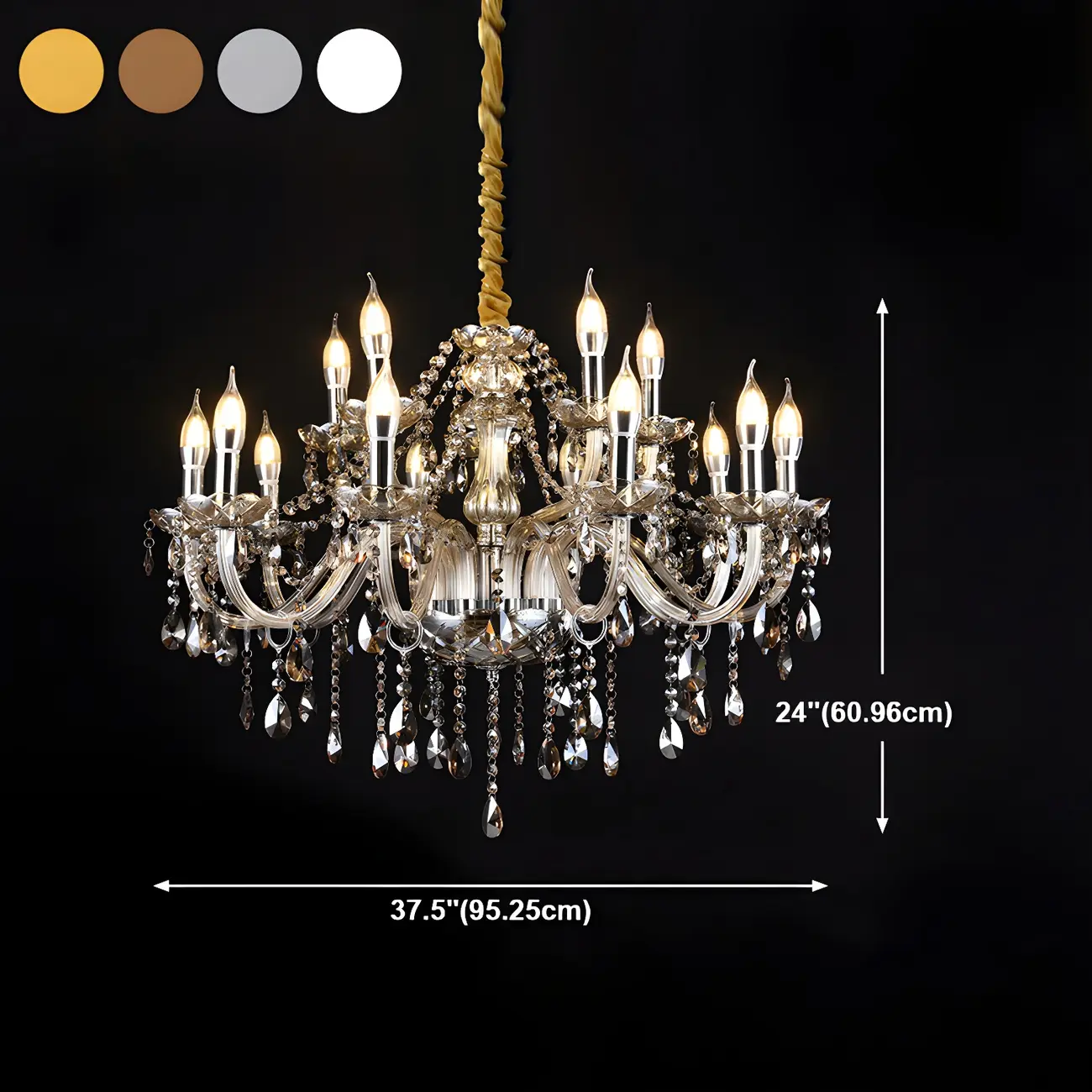 Mid-Century Large Candelabra Crystal Chandelier in 1/2 Tier Image - 39 | homeyfad