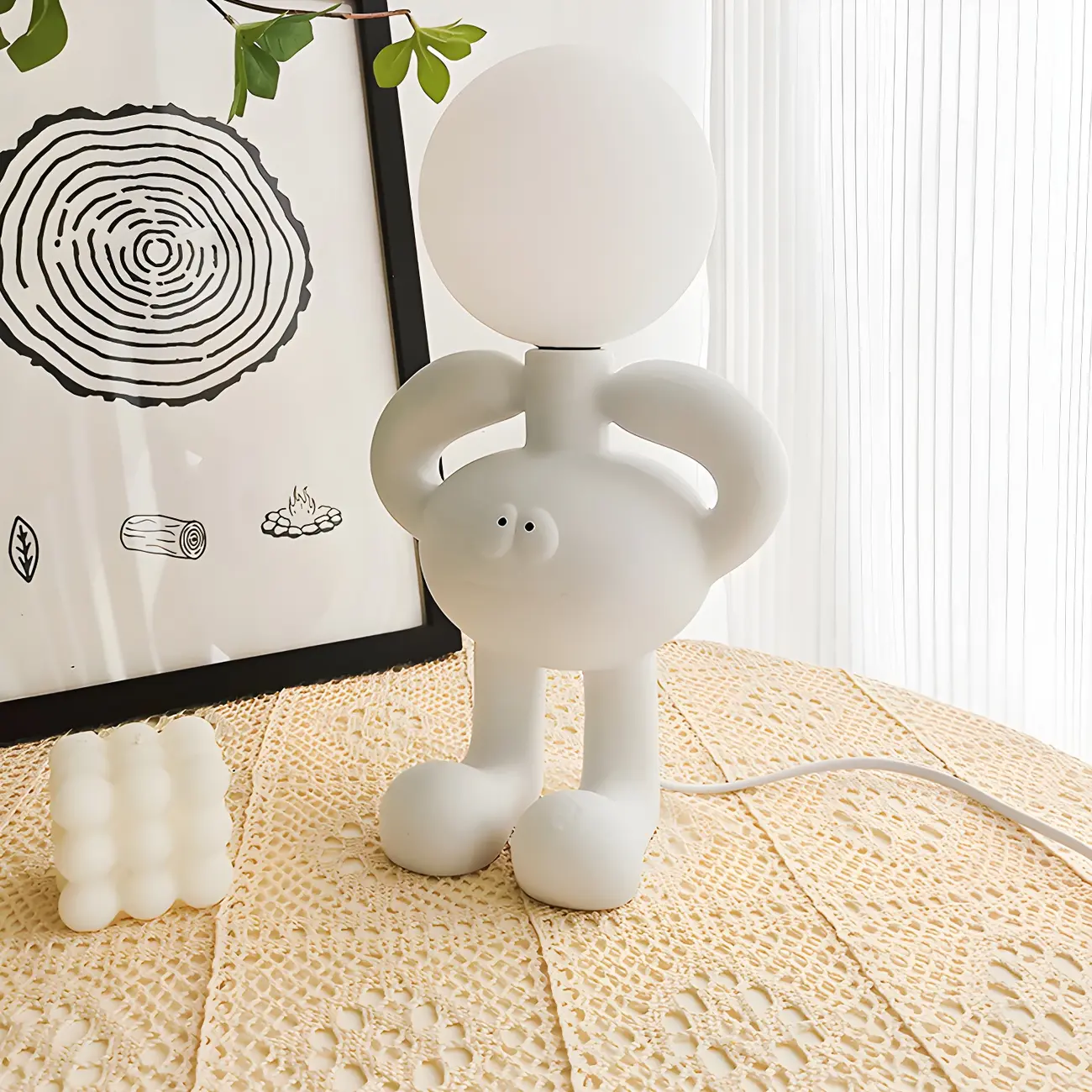 Whimsical Cartoon White Kids Lamp Glass Bi-Pin for Bedroom Image - 2 | homeyfad