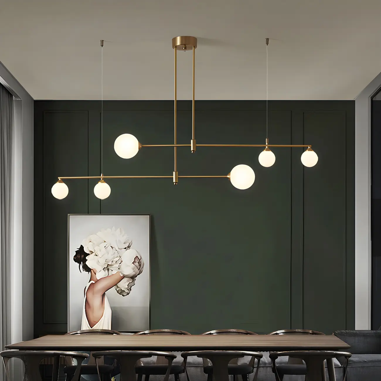 Modern Gold Globe Adjustable Island Pendant Light Image - 2 | homeyfad