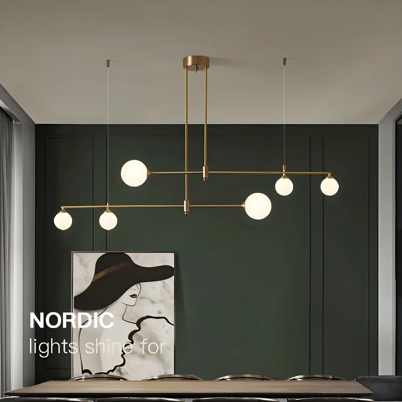 Modern Gold Globe Adjustable Island Pendant Light Image - 15